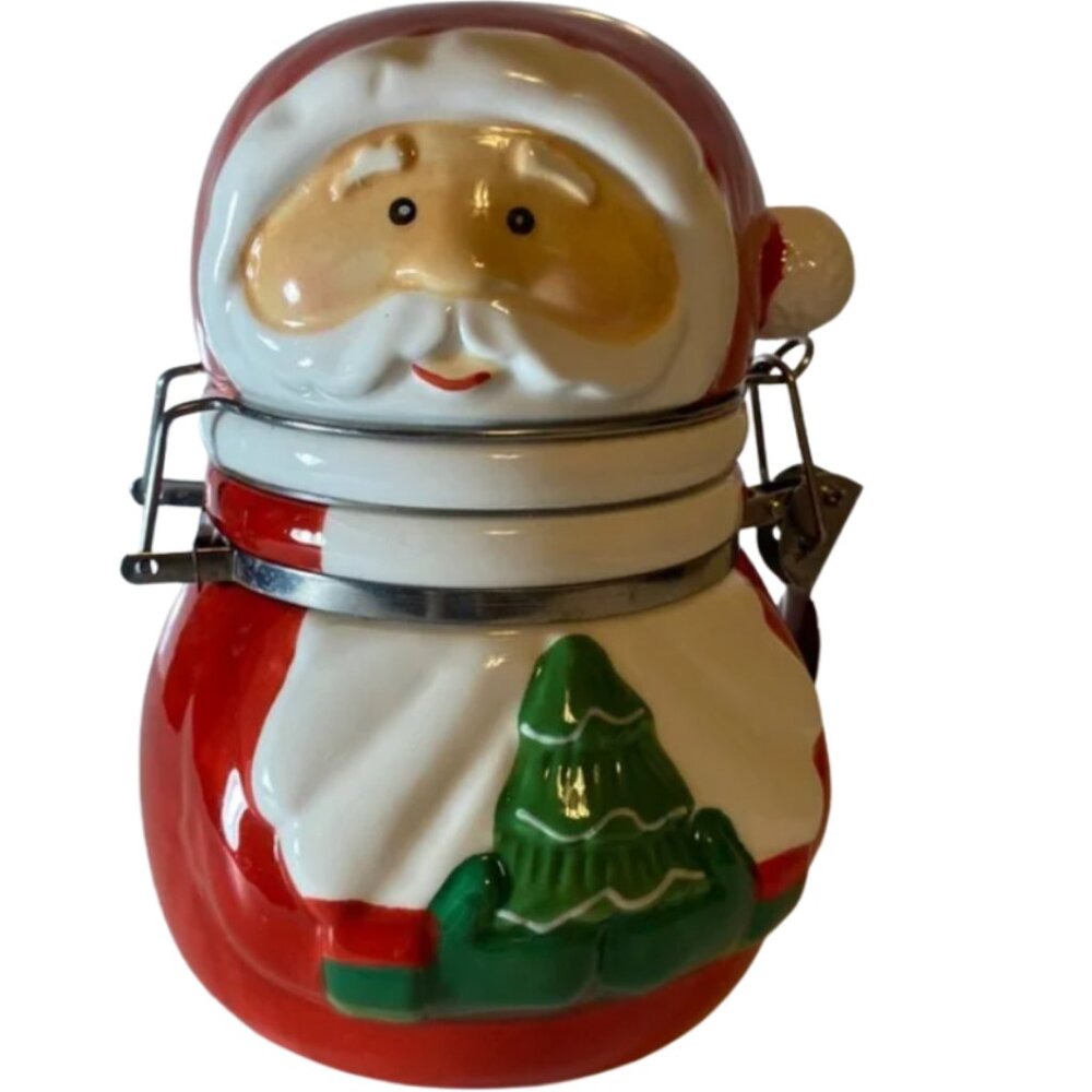Santa Jar  w Christmas Tree by Boston Warehouse Treats Candy Tea Holiday Decor